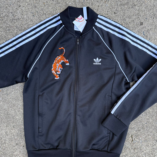 Upcycled Adidas Zip-Up Hoodie with Embroidered Bengals Tiger