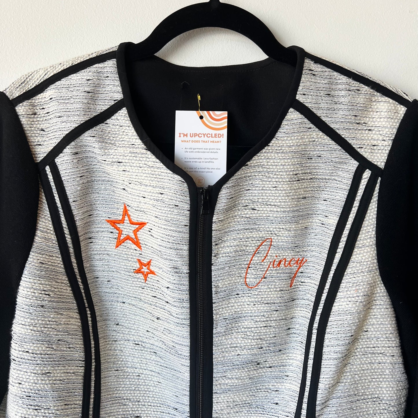 Cincy Bengals Football Upcycled Embroidered Jacket