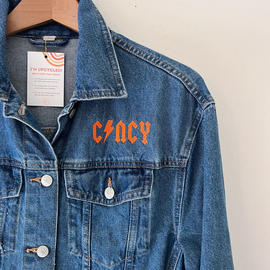 Cincy Futbol Upcycled Embroidered Denim Jacket