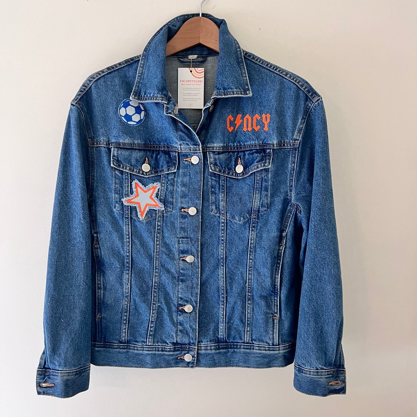 Cincy Futbol Upcycled Embroidered Denim Jacket