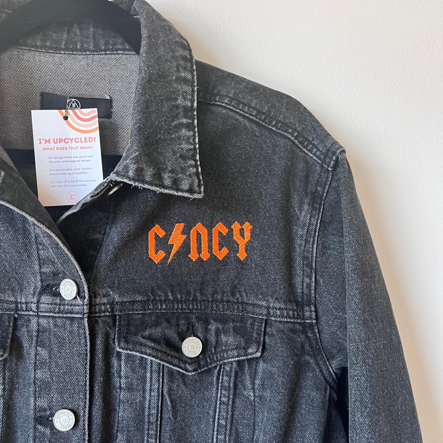 "Welcome to the Jungle" Cincinnati Bengals Upcycled Embroidered Denim Jacket