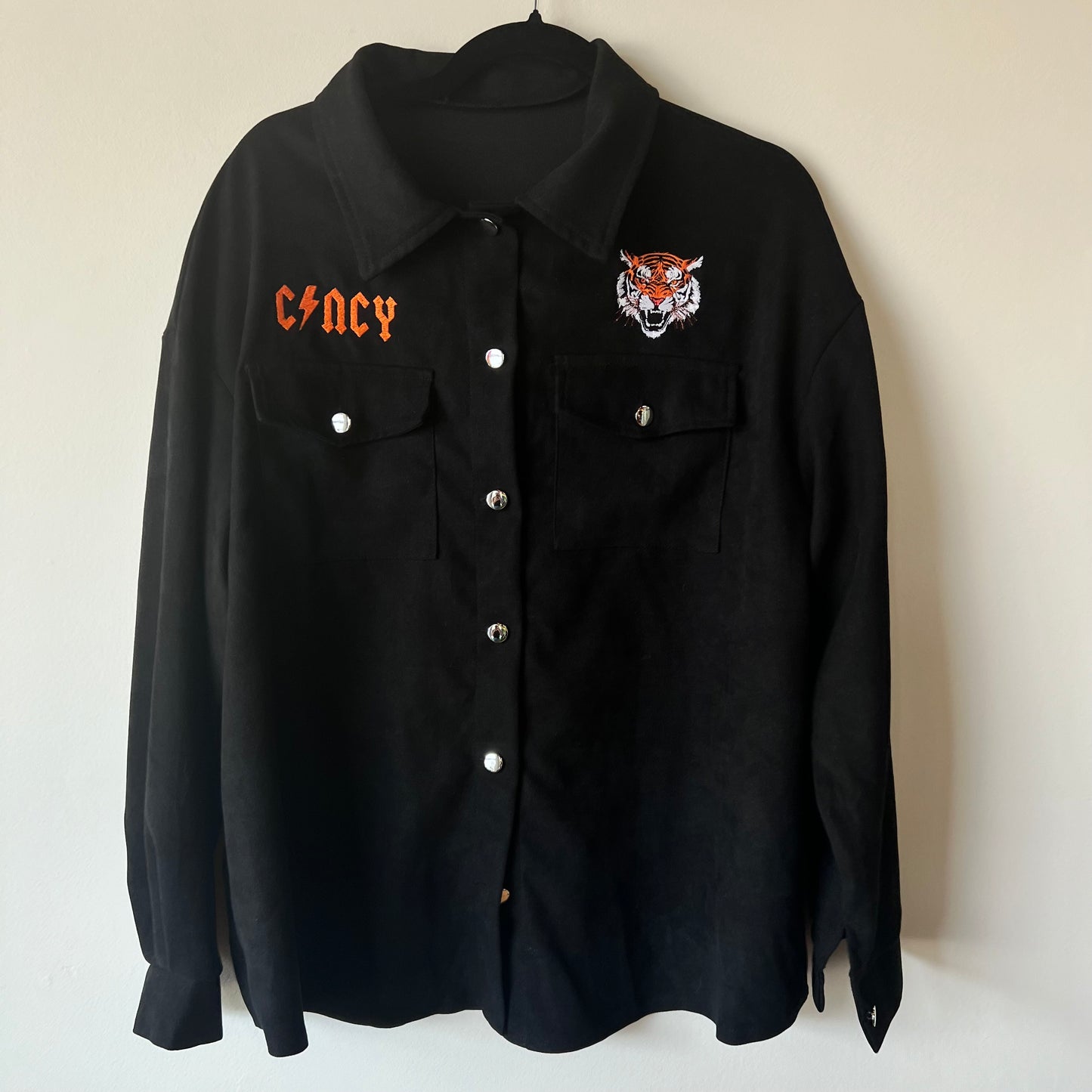 Cincy Bengals Upcycled Embroidered Shacket