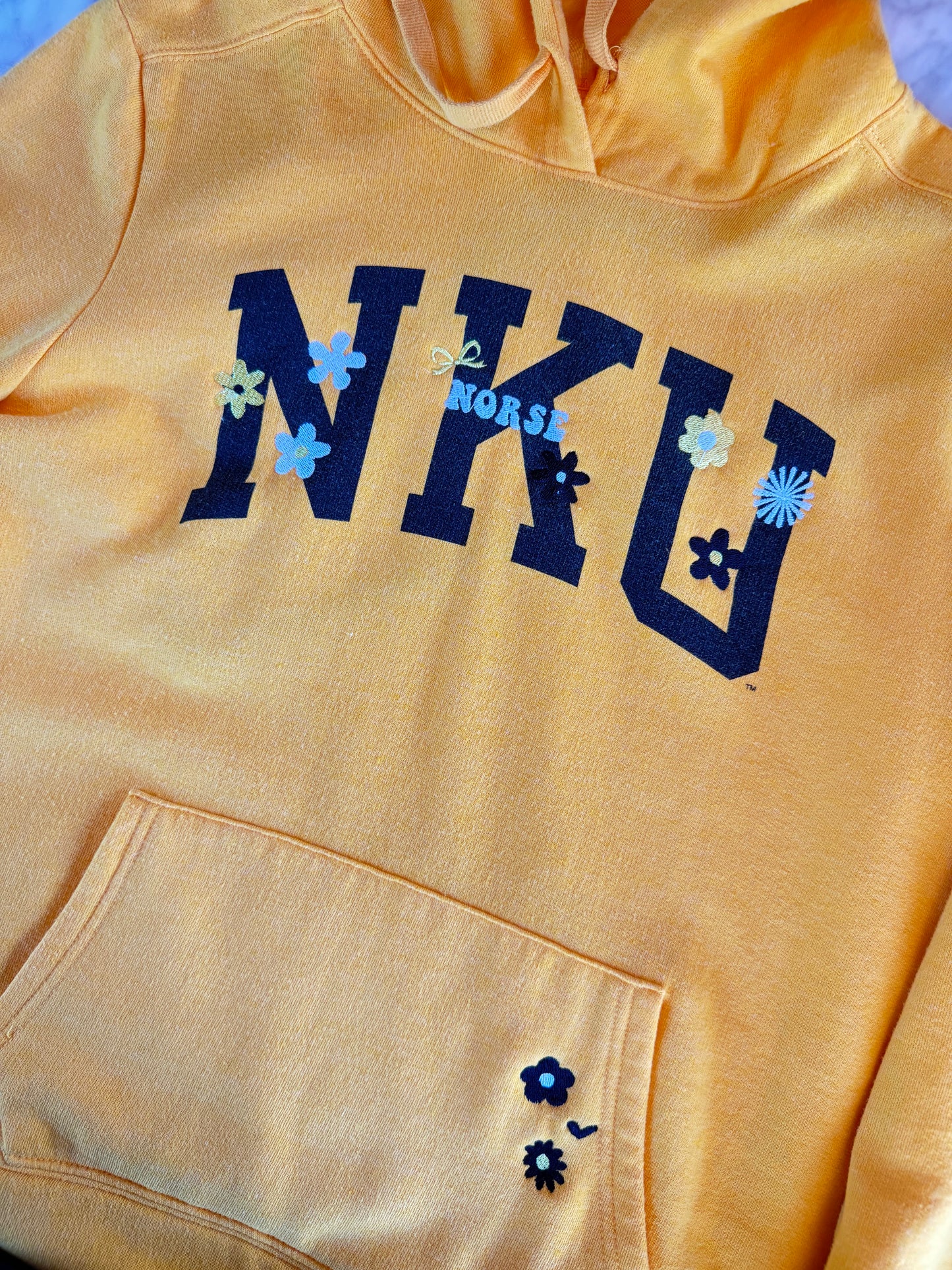 NKU Floral Embroidered Upcycled Hoodie