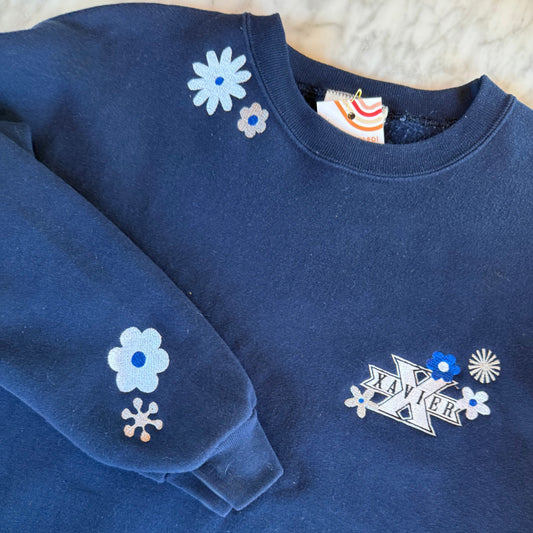 Xavier University Floral Embroidered Upcycled Crewneck