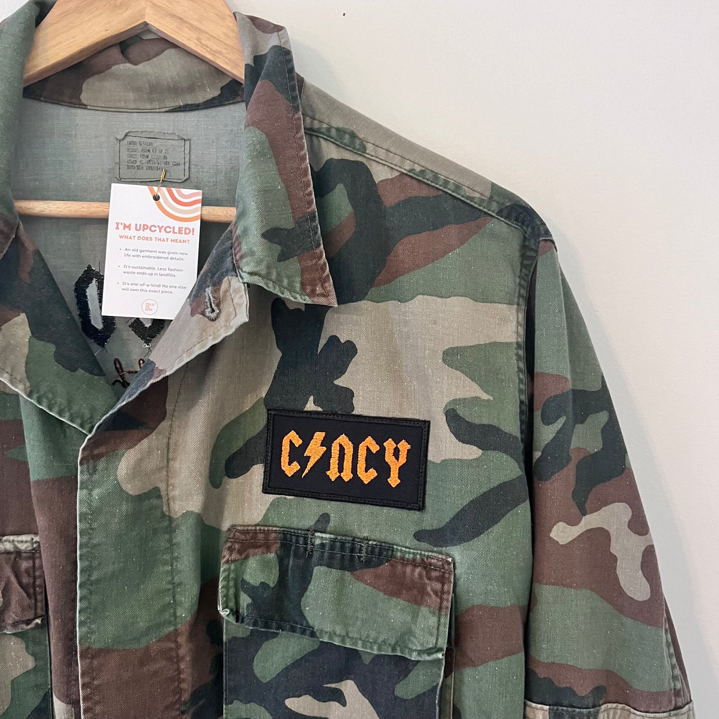 "Welcome to the Jungle" Cincinnati Bengals Upcycled Army Camo Jacket