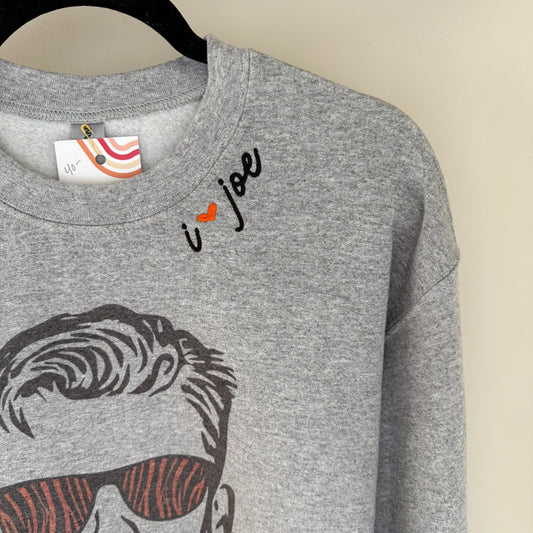 "I Love Joe" Cropped Upcycled Sweatshirt