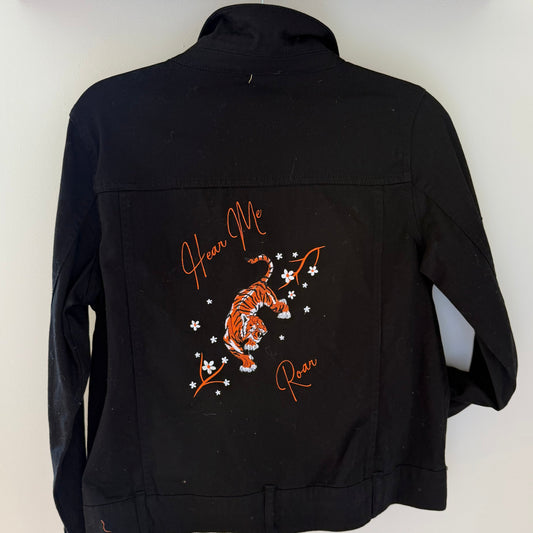 "Hear Me Roar" Upcycled Black Cotton Jacket