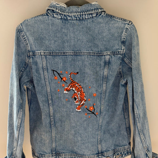 Bengal Tiger Upcycled Denim Stone-Washed Jacket
