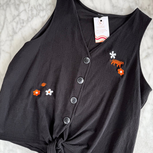 Bengals Babe Upcycled Sleeveless Button-Up Shirt