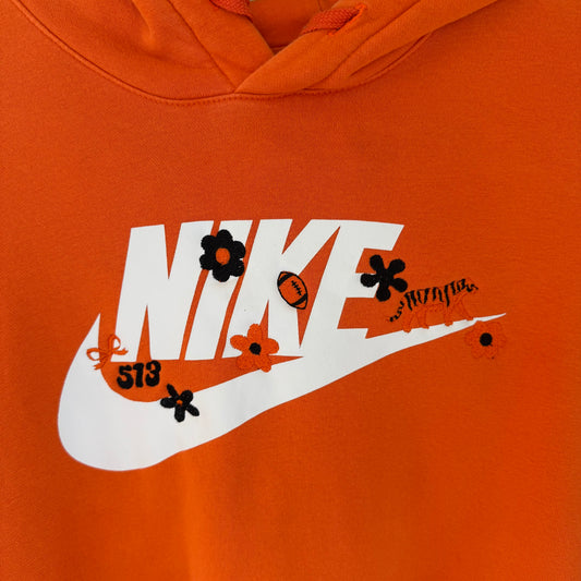 Bengals Embroidered Upcycled Orange Nike Hoodie