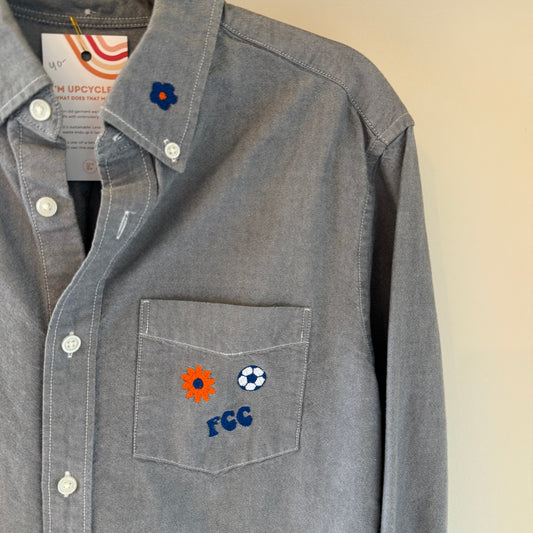 FC Cincy Upcycled Button Up Boyfriend's Shirt