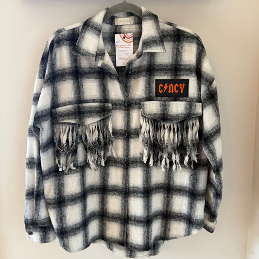 Upcycled Cincy Football Shacket
