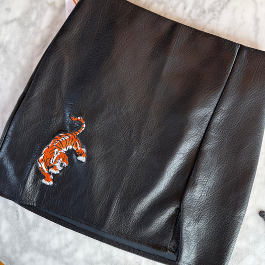 Bengals Upcycled Faux Leather Mini Skirt