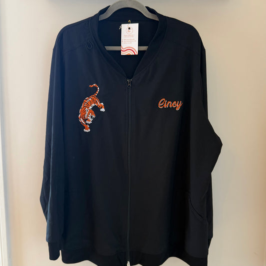 Cincy Bengals Embroidered Upcycled Lightweight Bomber Style Jacket