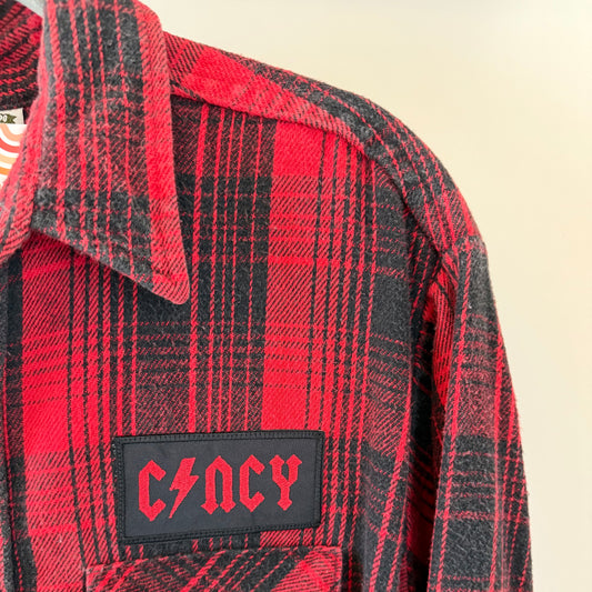 Cincy Embroidered Patch Upcycled Vintage Heavy Flannel Shirt