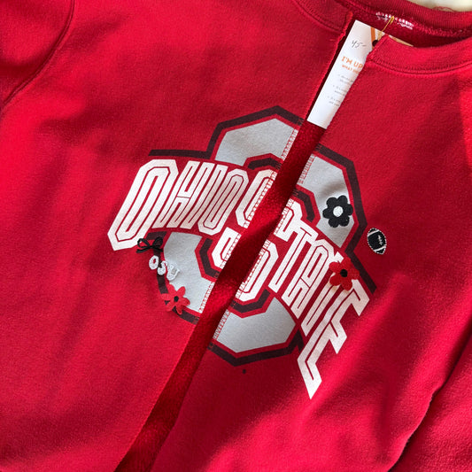 Ohio State Upcycled Split & Embroidered Crewneck Sweatshirt