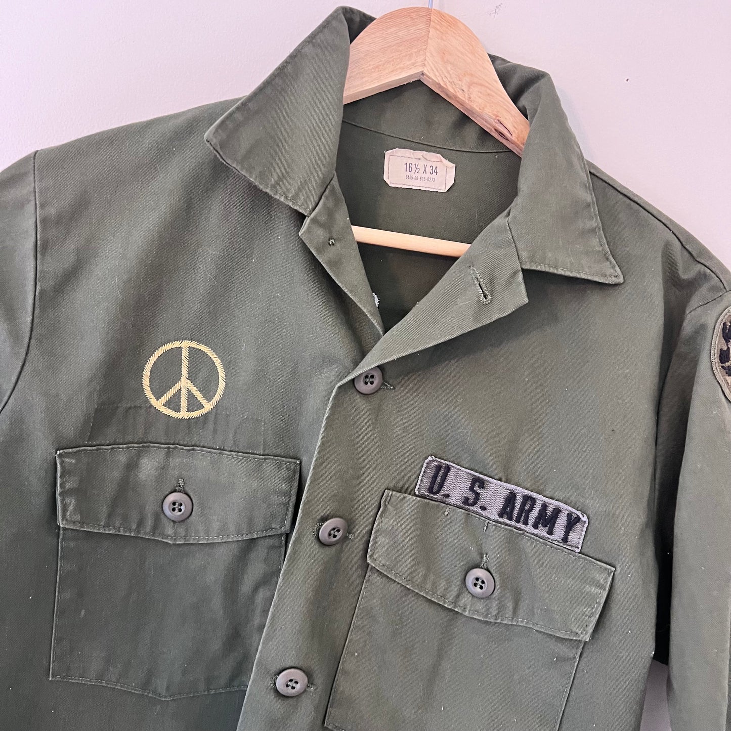 "Love is All You Need" Upcycled Army Surplus Shirt