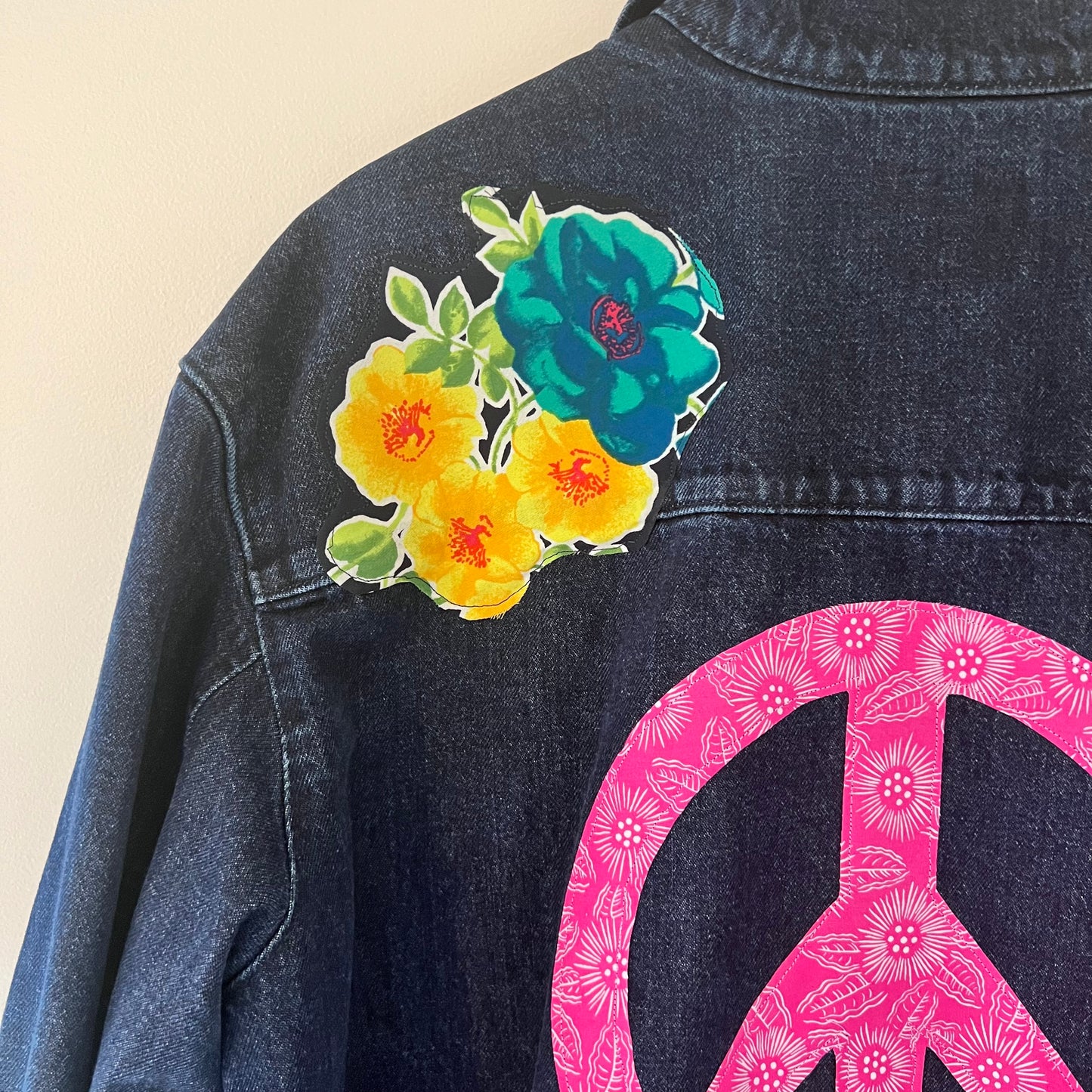 Upcycled Appliquéd Floral Denim Shacket