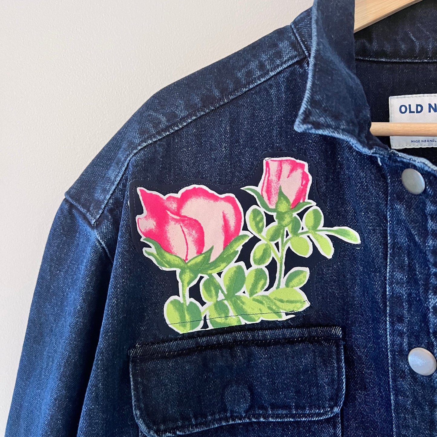 Upcycled Appliquéd Floral Denim Shacket