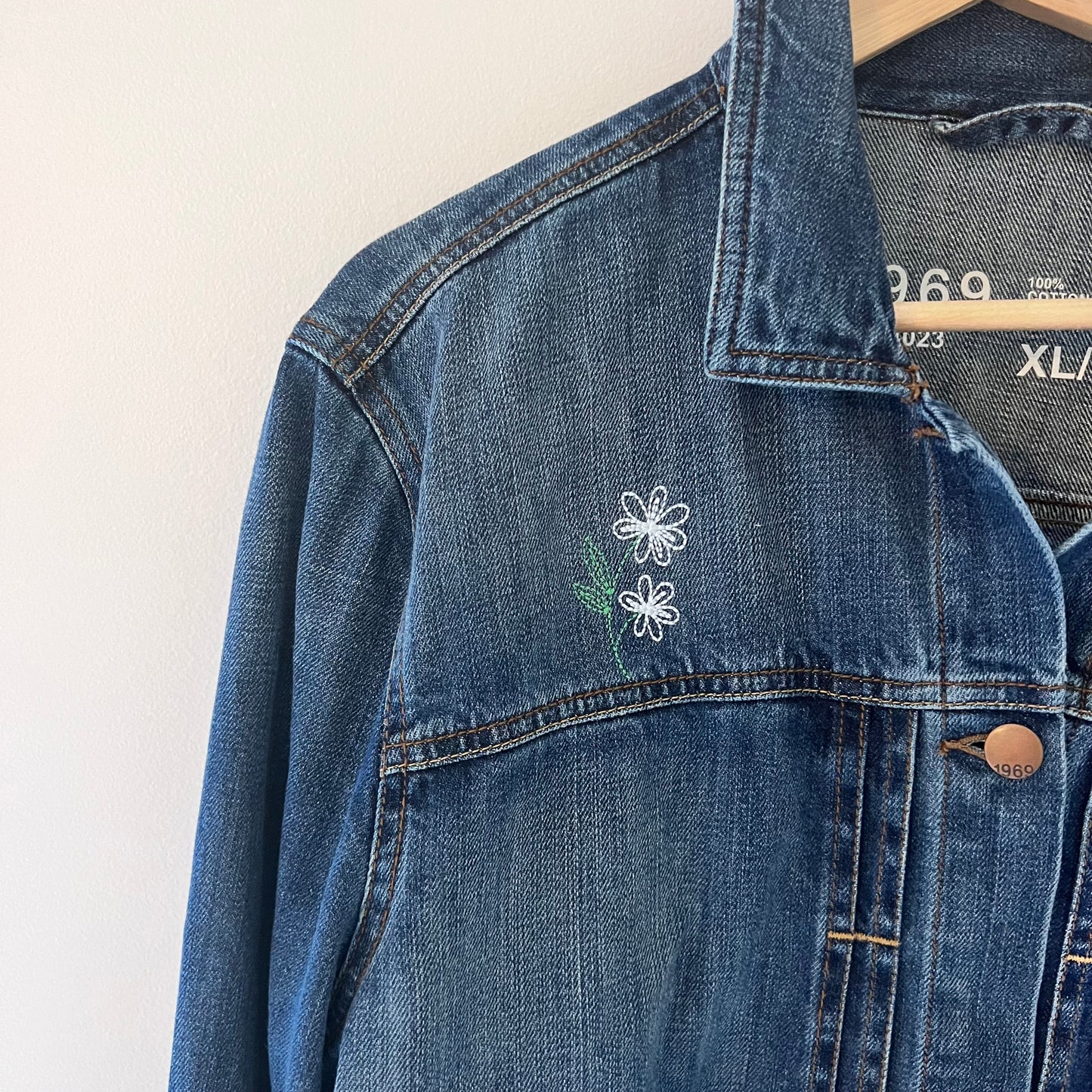 Upcycled Flower Child Embroidered Denim Jacket