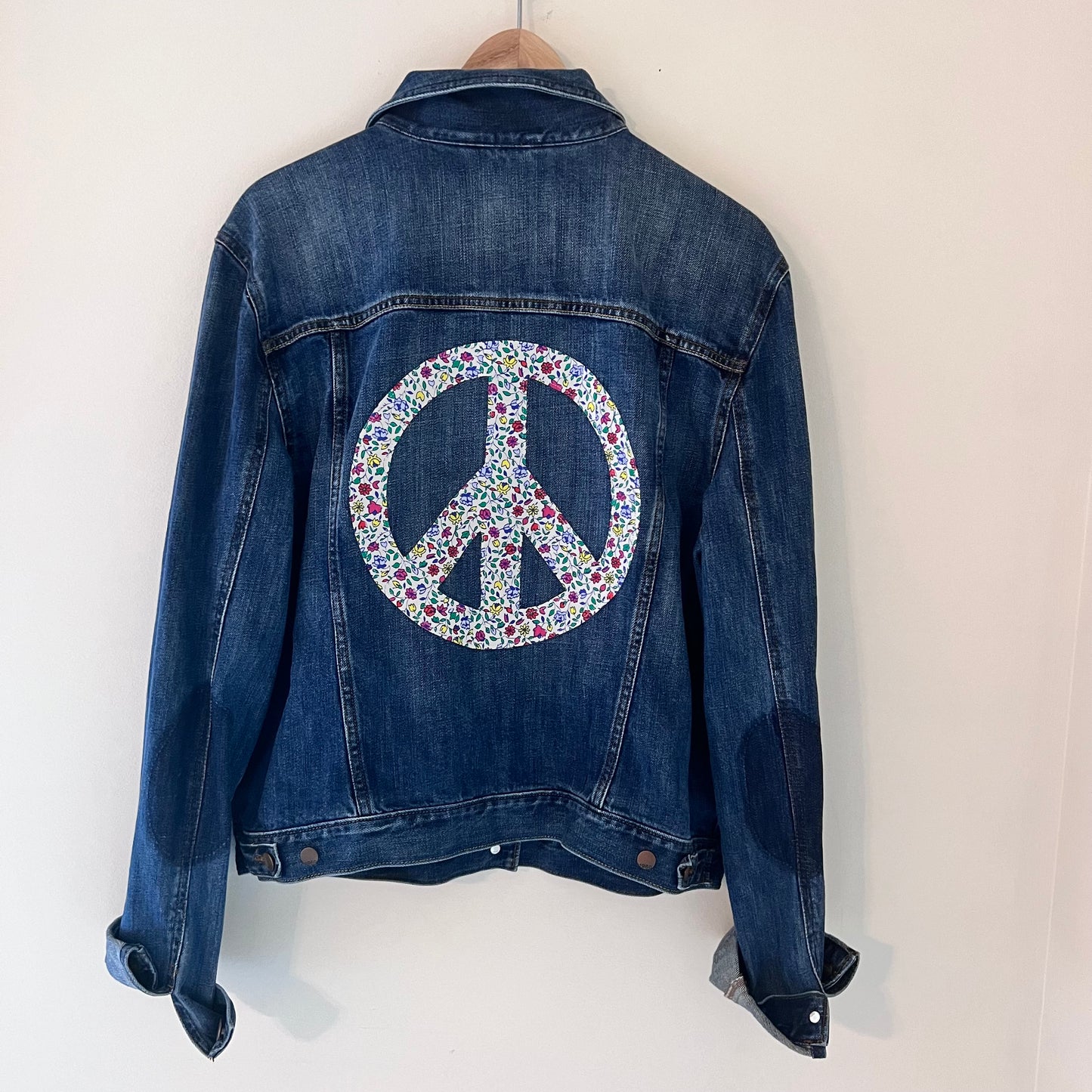 Upcycled Flower Child Embroidered Denim Jacket