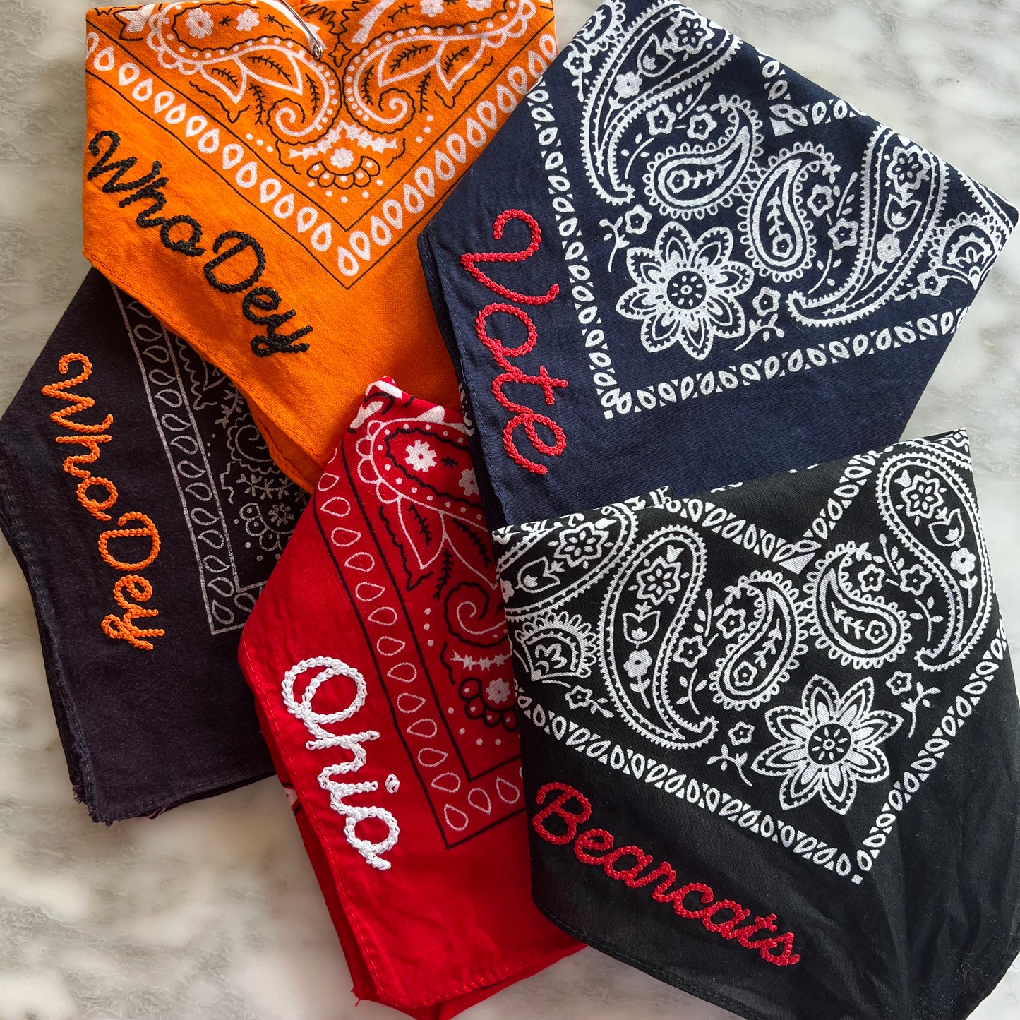 Personalized Chainstitch Embroidered Bandanas