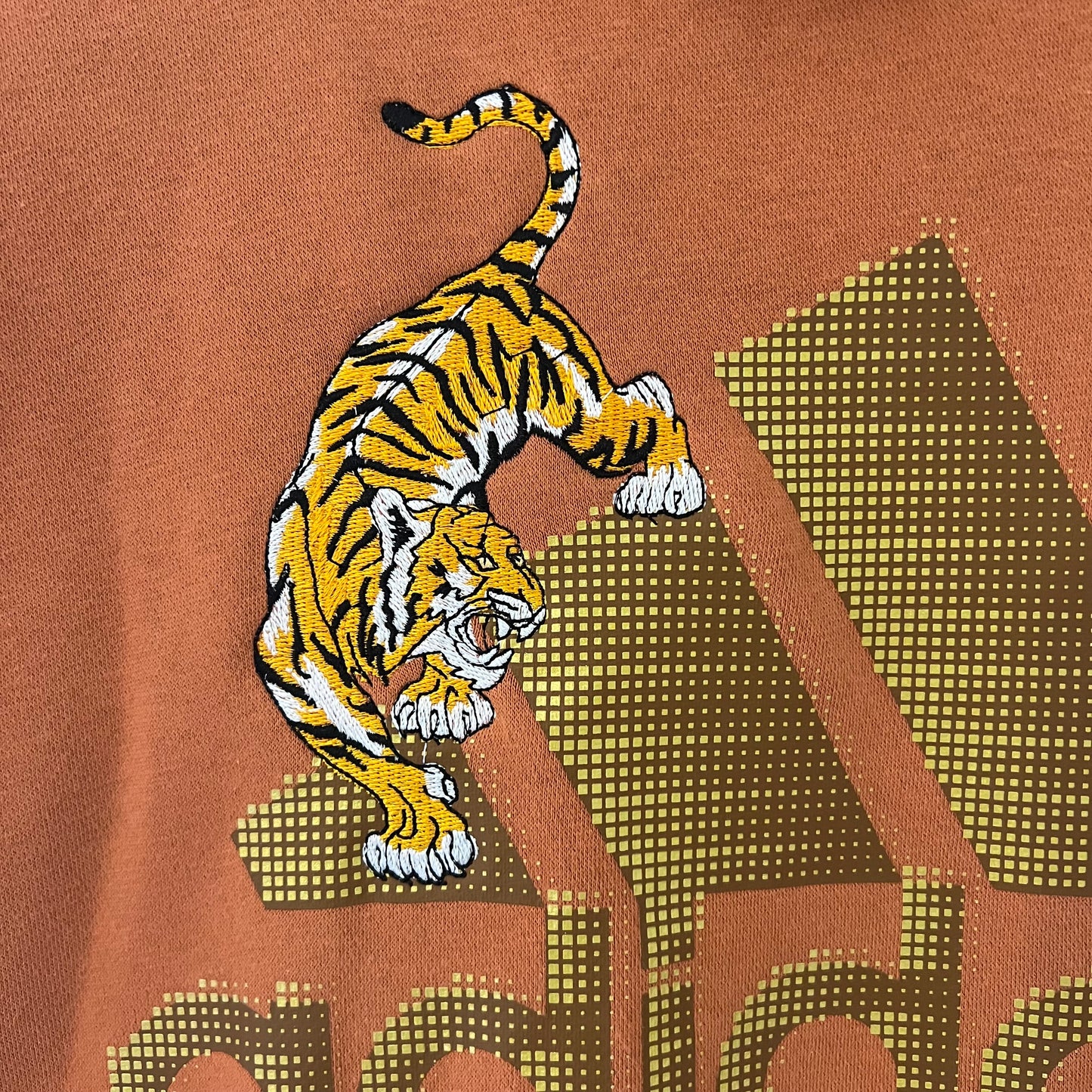 Upcycled Adidas Crewneck with Embroidered Tiger