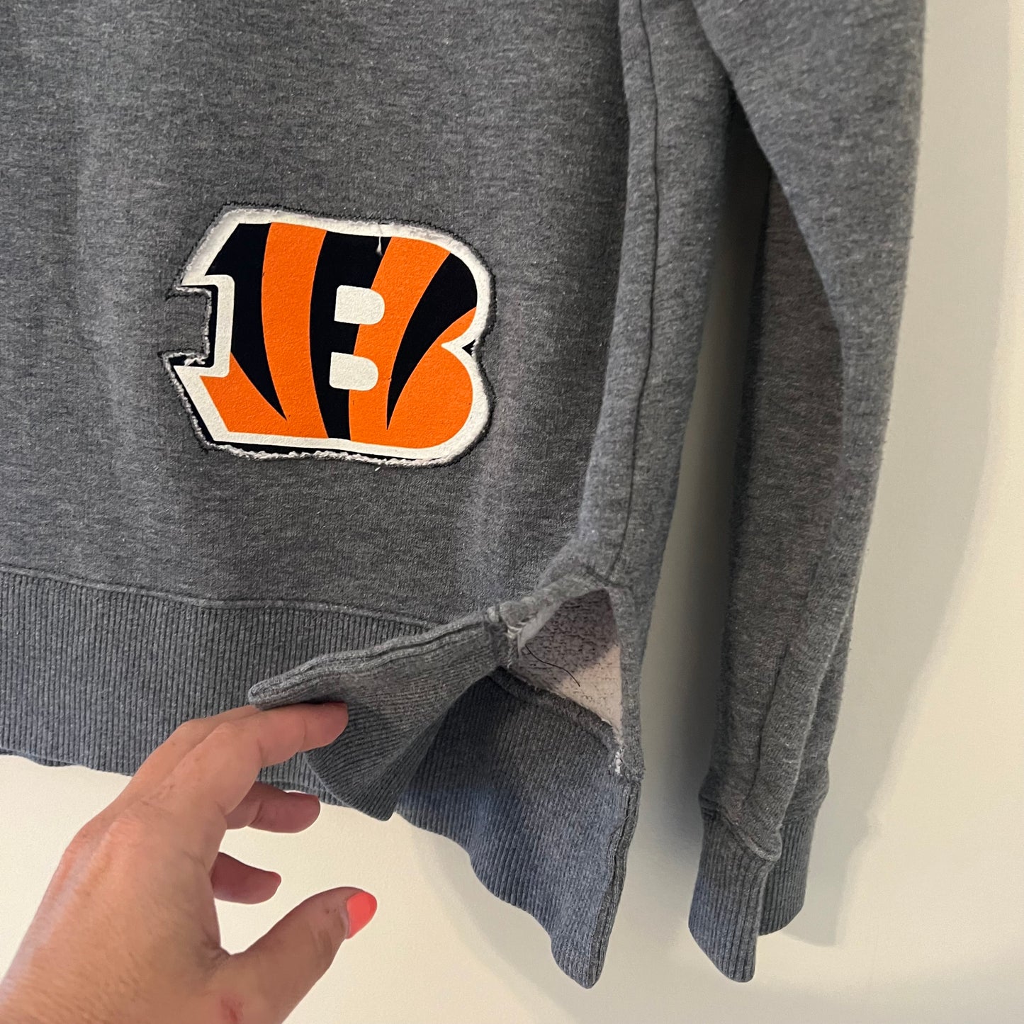 Reversed Bengals Applique Crewneck with Embroidered Patch