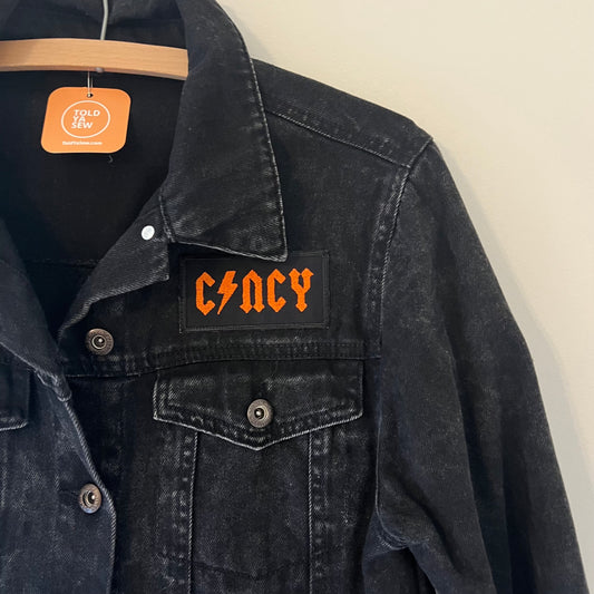 Upcycled Cincy Football Embroidered Denim Duster Jacket