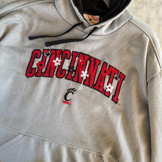 University of Cincinnati Upcycled Embroidered Hoodie