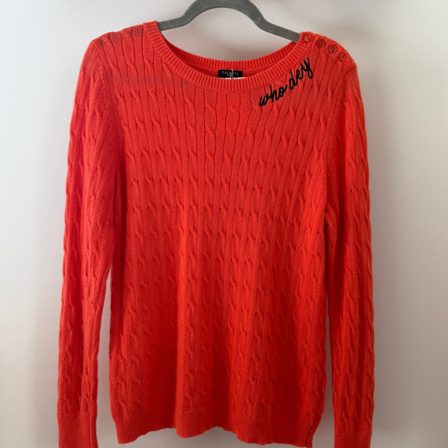 Who Dey Embroidered Orange Upcycled Women's Sweater