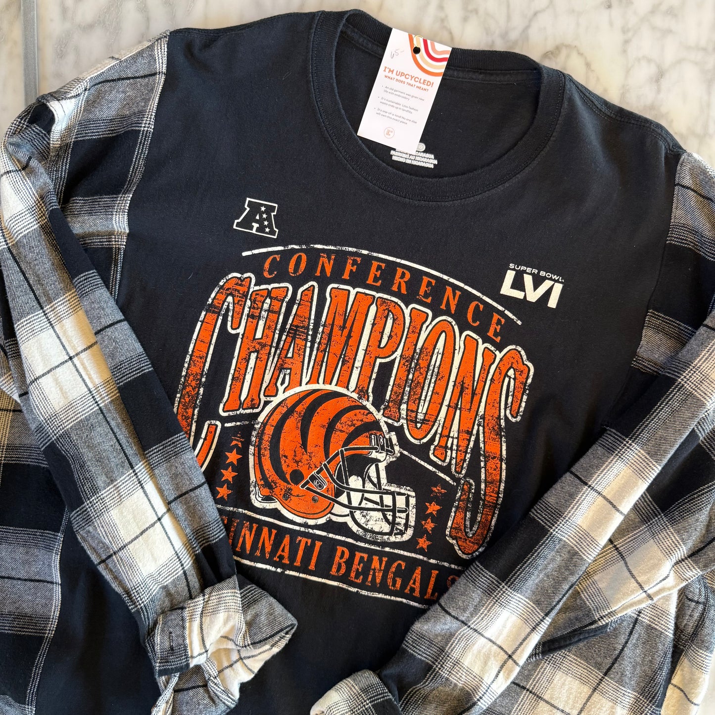 Cincinnati Bengals Upcycled T-shirt Flannel