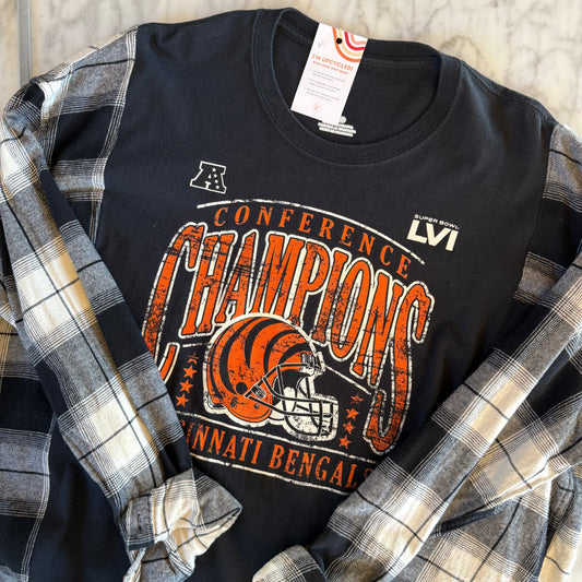 Cincinnati Bengals Upcycled T-shirt Flannel