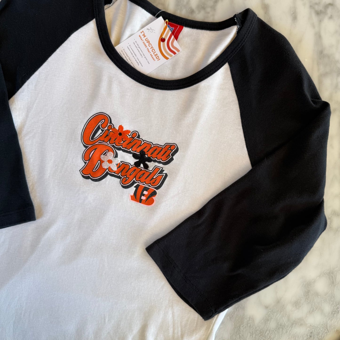 Cincinnati Bengals Upcycled Women's Raglan 3/4-Sleeve T-Shirt
