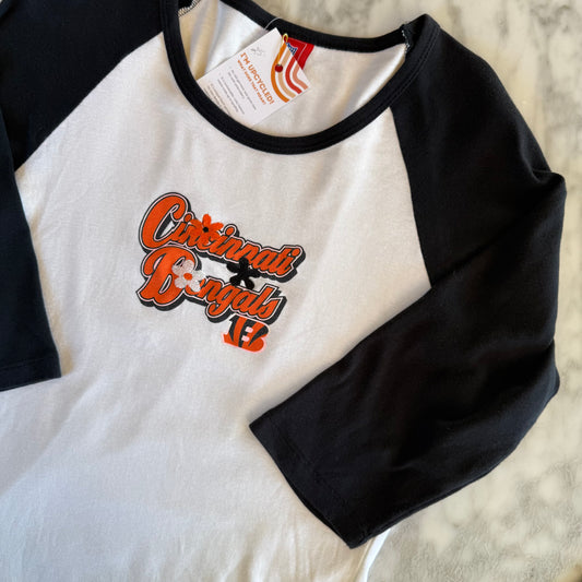 Cincinnati Bengals Upcycled Women's Raglan 3/4-Sleeve T-Shirt
