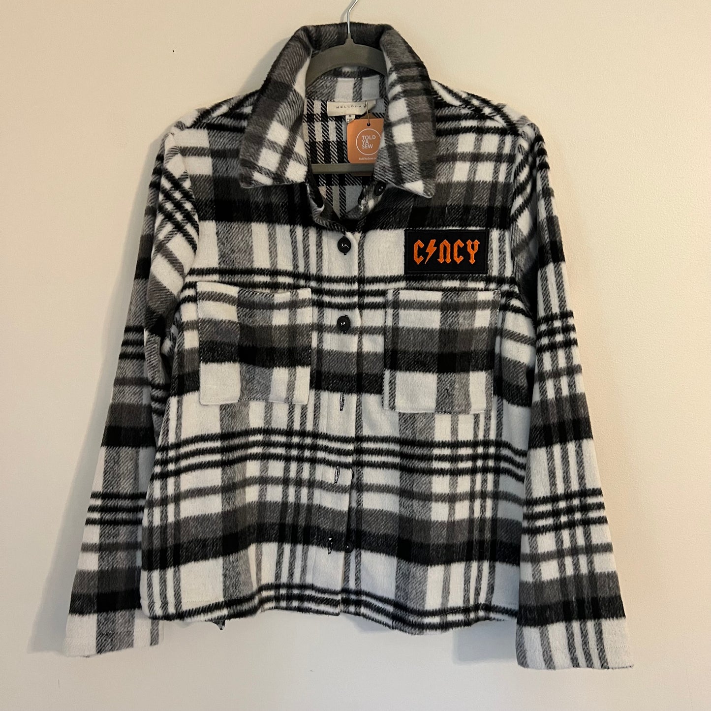 Cincy Football Upcycled Women's Fleece Plaid Jacket