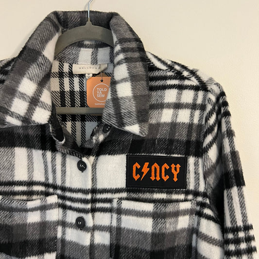 Cincy Football Upcycled Women's Fleece Plaid Jacket