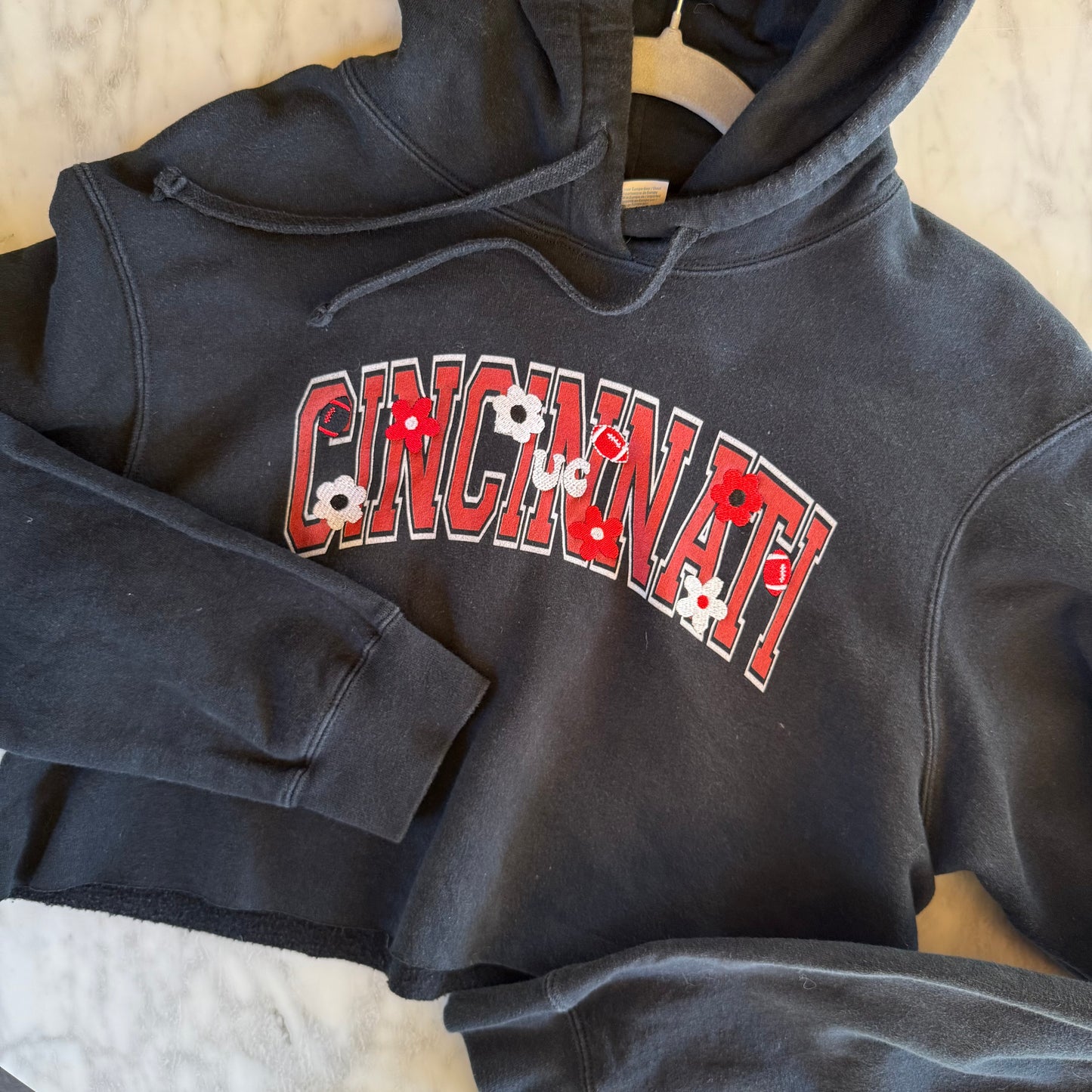 University of Cincinnati Upcycled Cropped Hoodie