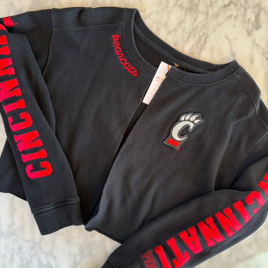 University of Cincinnati Upcycled PINK Cropped Cardi