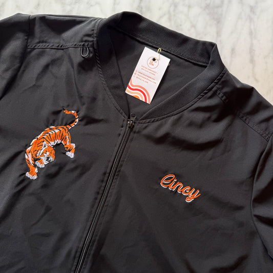 Cincy Bengals Embroidered Upcycled Lightweight Bomber Style Jacket