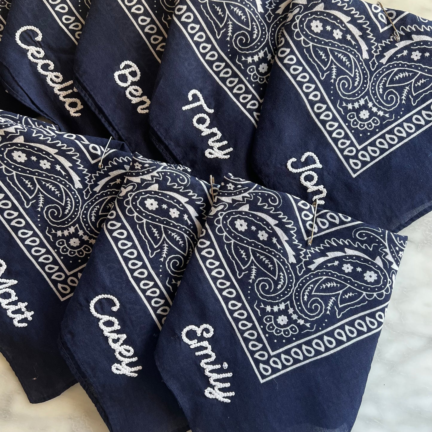 Personalized Chainstitch Embroidered Bandanas