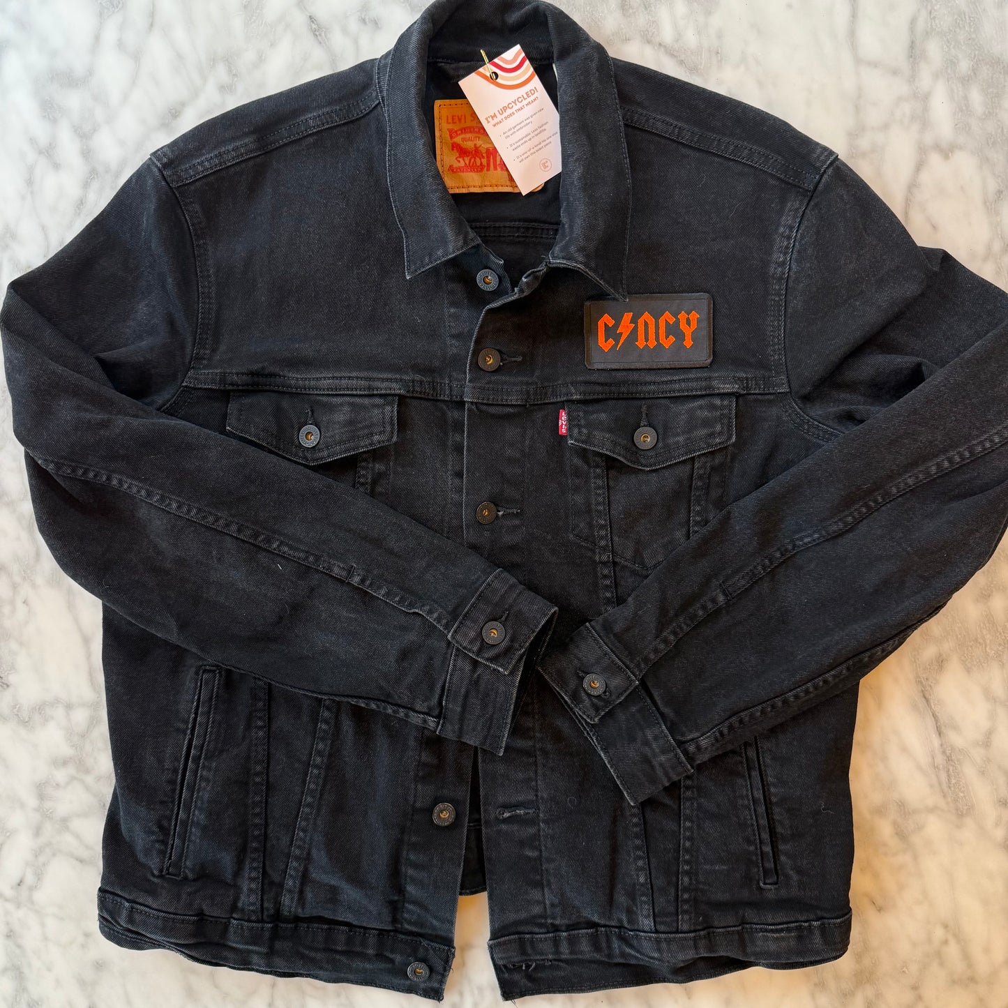 Cincy Embroidered Patch Men's Levi's Black Denim Jacket