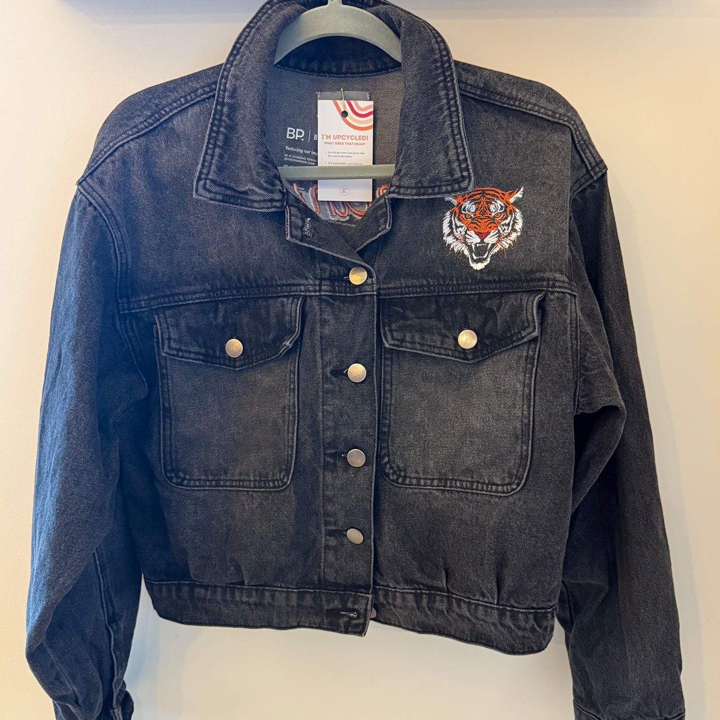 Cincinnati Football Embroidered Black Stonewash Denim Jacket