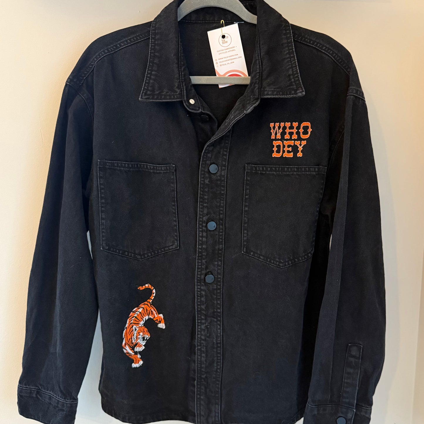 Cincinnati Bengals Embroidered Upcycled Denim Shacket