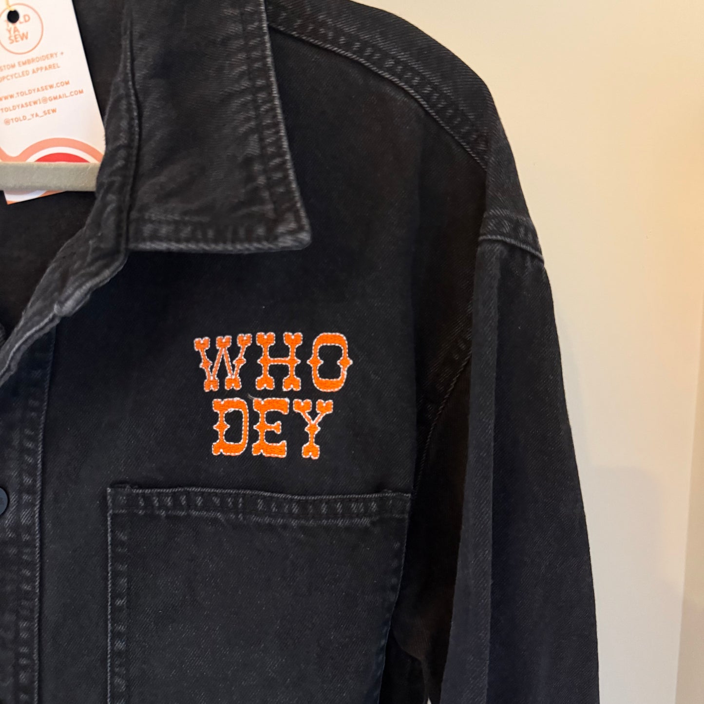 Cincinnati Bengals Embroidered Upcycled Denim Shacket