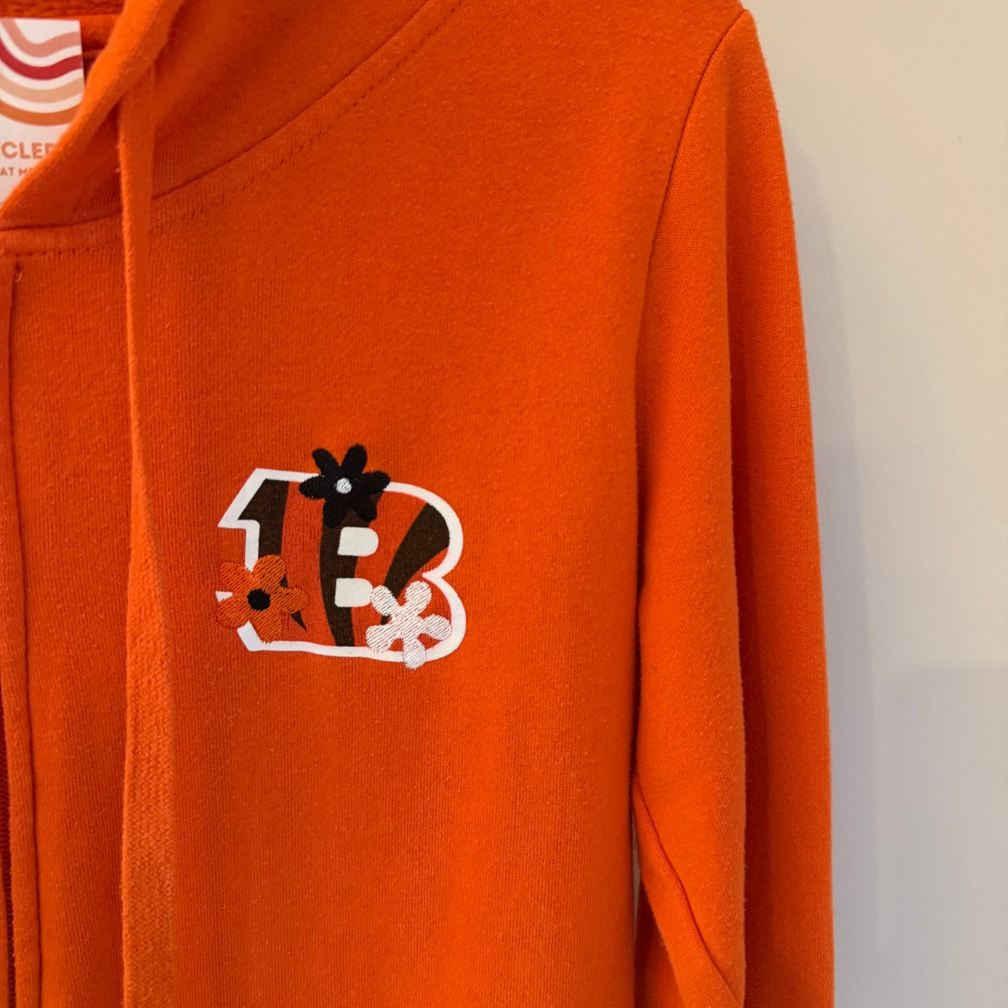 Cincinnati Bengals Upcycled Embroidered Women's Zip-Up Hoodie