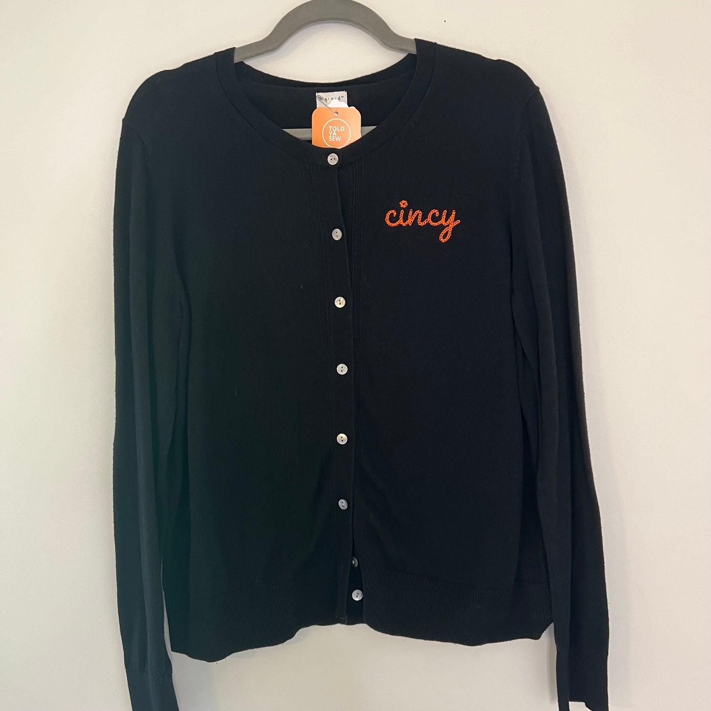 Upcycled Embroidered Cincy Black Cardigan Sweater