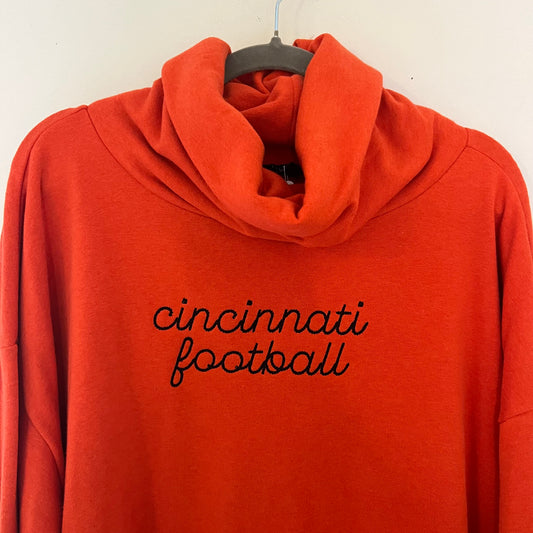 Upcycled Embroidered Cincinnati Football Turtleneck Sweatshirt