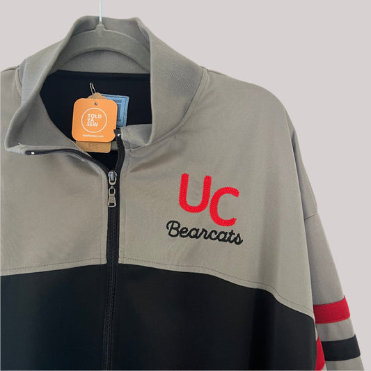 Upcycled Tracksuit Jacket with UC Bearcats Embroidery