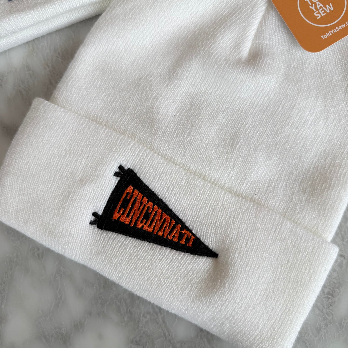 Cincinnati Pennant Flag Embroidered Beanie - Bengals or FC Cincy
